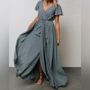 Baltic Born Maxi Dress in Slate Blue size 3x Maxi Dress Slit Wrap Bridesmaid